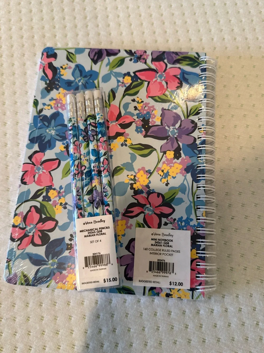 Vera Bradley NWT Spiral Mini Notebook & Pencil Set in Marian Floral